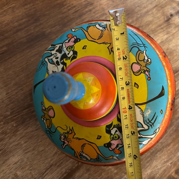 OHIO ART Tin Spin Top Cat, Mouse & Dog Chase Vintage Toy WORKS - Picture 7 of 7